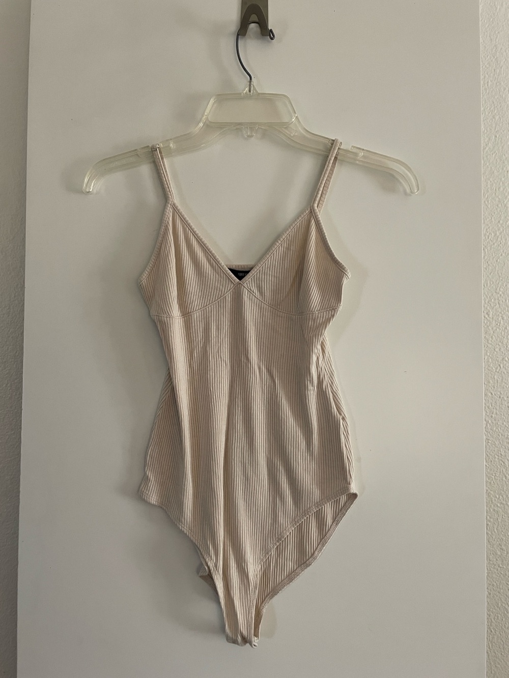 Forever 21 Ivory Ribbed Bodysuit Top XS/TP